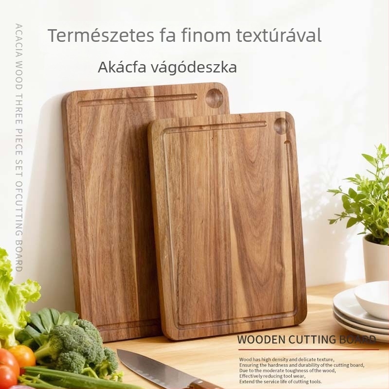 Konyhai felhasználásra tervezett vágódeszka - antibakteriális és penészmentes, kétoldalas, élelmiszerbiztonsági minőségű, tömör fa, nagy méret