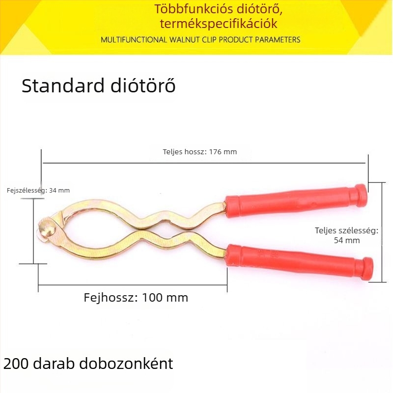 Multifunkcionális dióhéj-eltávolító – rozsdamentes acélból készült háztartási eszköz dió- és mogyoróhéj eltávolításához, fogóval és késsel