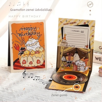 Születésnapi üdvözlőlap hangfelvétellel és sztereó zenével, kézzel készített DIY kártya