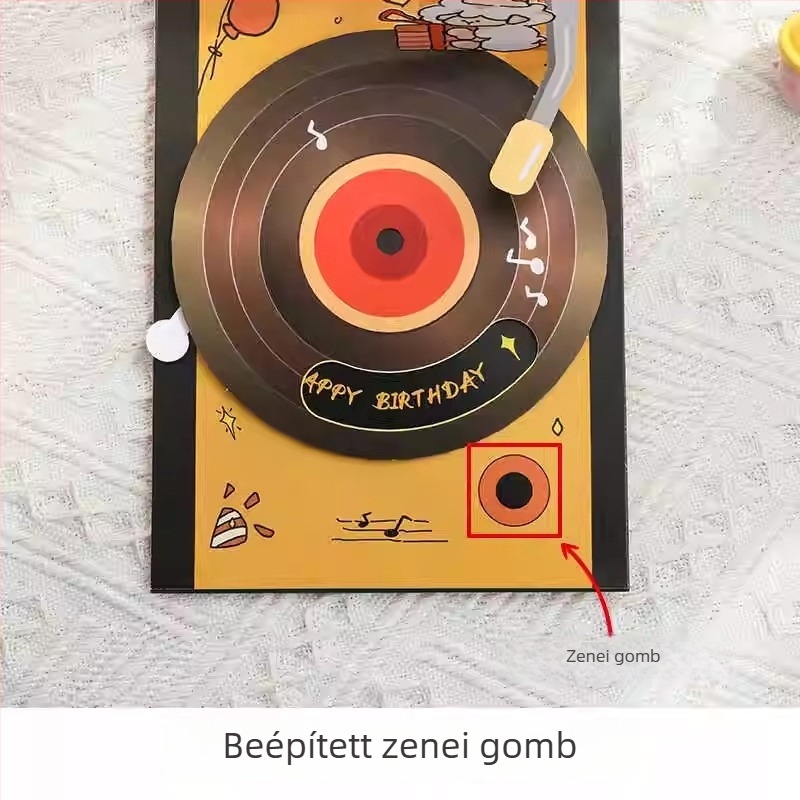 Születésnapi üdvözlőlap hangfelvétellel és sztereó zenével, kézzel készített DIY kártya