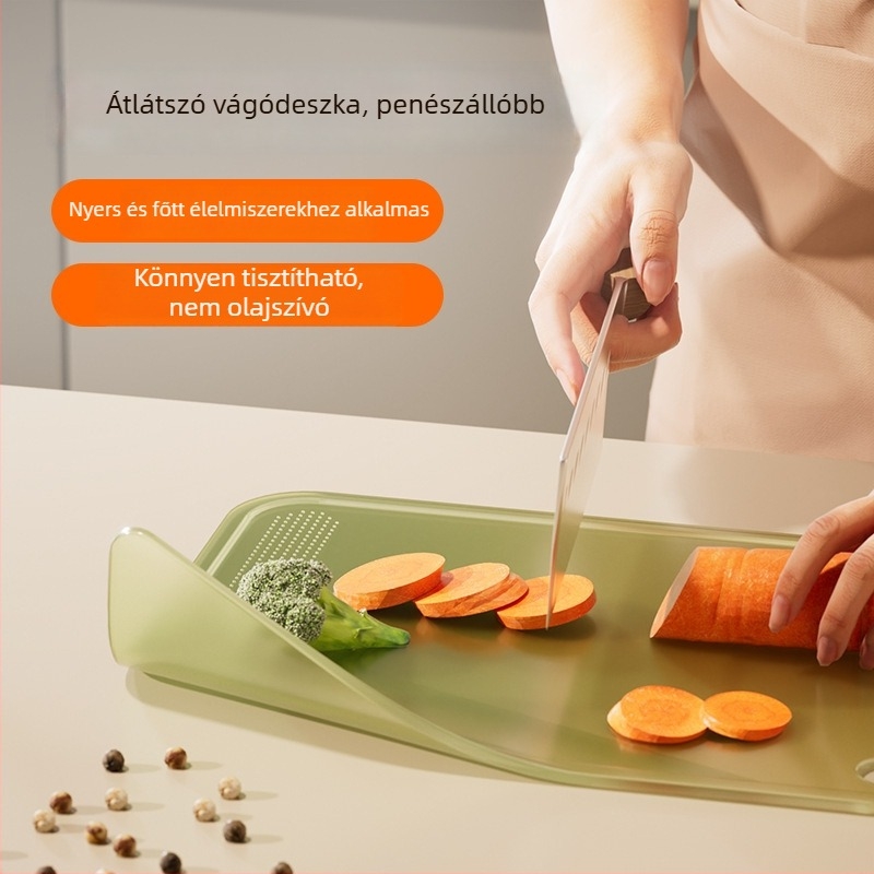Kreatív konyhai vágódeszka műanyagból, olajálló, függőleges tárolás, nedvesség- és penészálló, könnyen tisztítható.