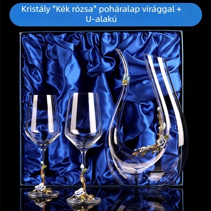 Kreatív zománcos vörösboros pohár dekantáló készlet otthoni használatra, kristály poharak, magas szárú borospoharak, esküvői ajándék