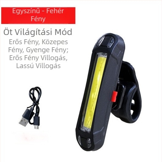 Kerékpár hátsó lámpa USB-C töltéssel, hegyi kerékpárhoz, villogó COB LED nagy fényerő