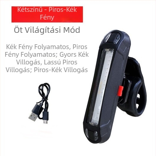Kerékpár hátsó lámpa USB-C töltéssel, hegyi kerékpárhoz, villogó COB LED nagy fényerő