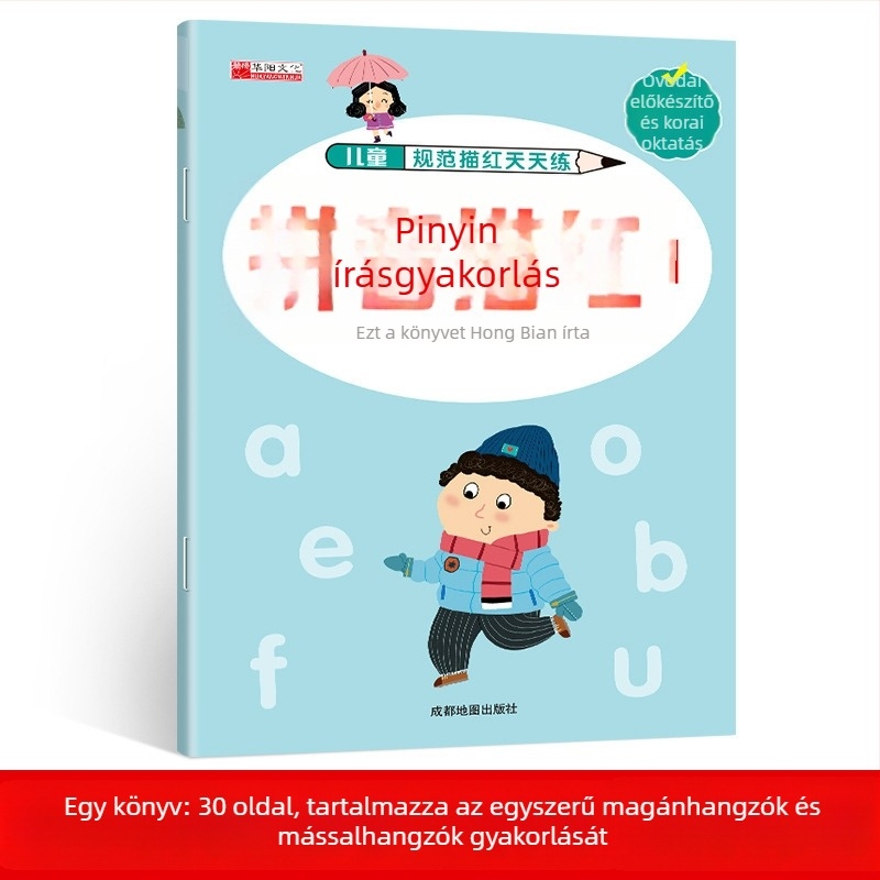 3–8 éveseknek szóló piros kontúrú számnyomtató gyakorlófüzet – óvoda-előkészítő írásgyakorlat