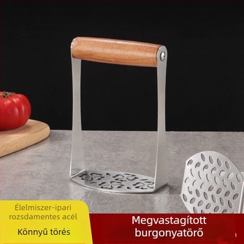 Rozsdamentes acél burgonya- és édesburgonya törő, bébiételekhez készült kézi, nagy méretű eszköz