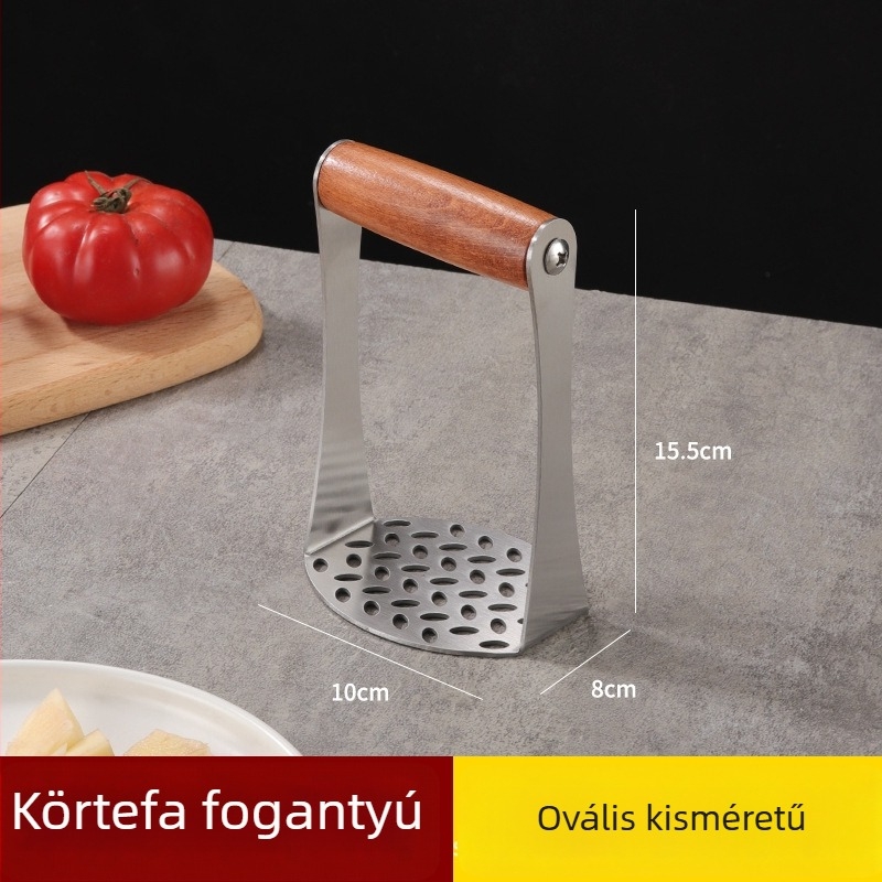 Rozsdamentes acél burgonya- és édesburgonya törő, bébiételekhez készült kézi, nagy méretű eszköz