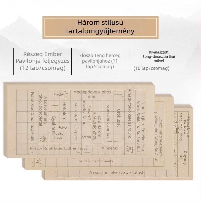 Lanting Gyűjtemény: Kaligráfia gyakorló másolatfüzet, reguláris írásgyakorlat, puha ecsettel való papír, reguláris és európai stílus