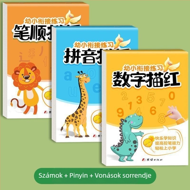Teljes készlet gyerekeknek: írásgyakorlat számok másolásával és Pinyin írásrendi könyvvel, kezdőknek az óvoda felső csoportjában