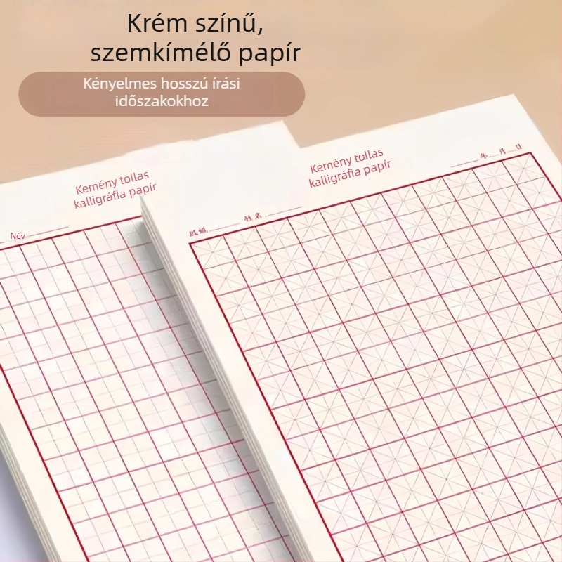 Vastagított kalligráfia gyakorlófüzet négyzetrácsos, kemény tollhoz, diákoknak és felnőtteknek