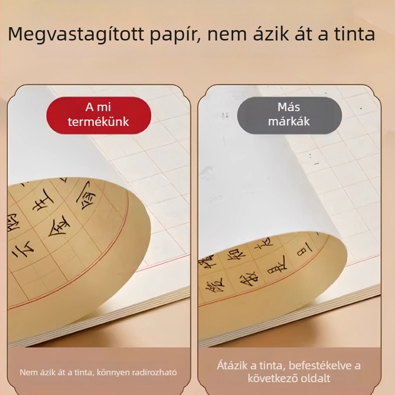 Vastagított kalligráfia gyakorlófüzet négyzetrácsos, kemény tollhoz, diákoknak és felnőtteknek