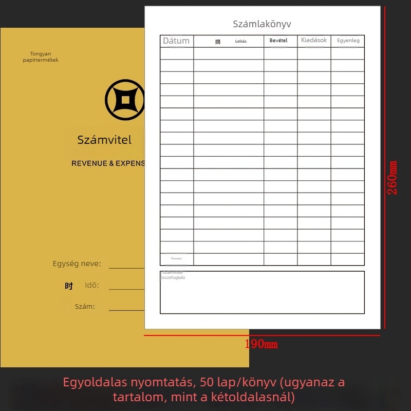 Good Thing Lai Kettős oldalú könyvelőfüzet, 50 oldal, 16K, ragasztott kötés, napi bevétel és kiadás nyilvántartása személyes és üzleti pénzügyekhez