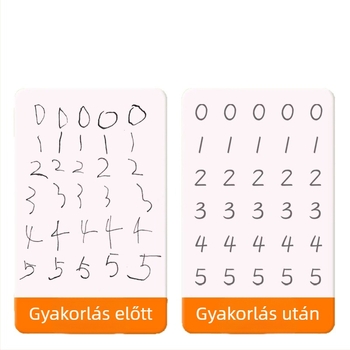 Gyerekeknek szóló barázdált írásgyakorlófüzet – napi írásgyakorlás tollirányítási tréning, kontúr piros vonalakkal, újrafelhasználható