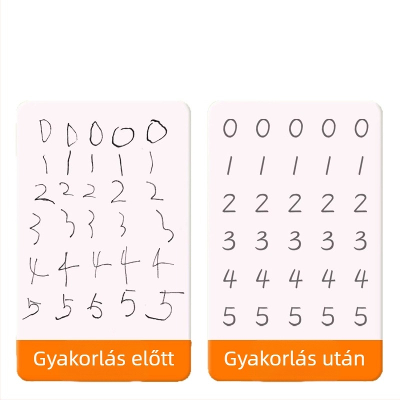 Gyerekeknek szóló barázdált írásgyakorlófüzet – napi írásgyakorlás tollirányítási tréning, kontúr piros vonalakkal, újrafelhasználható