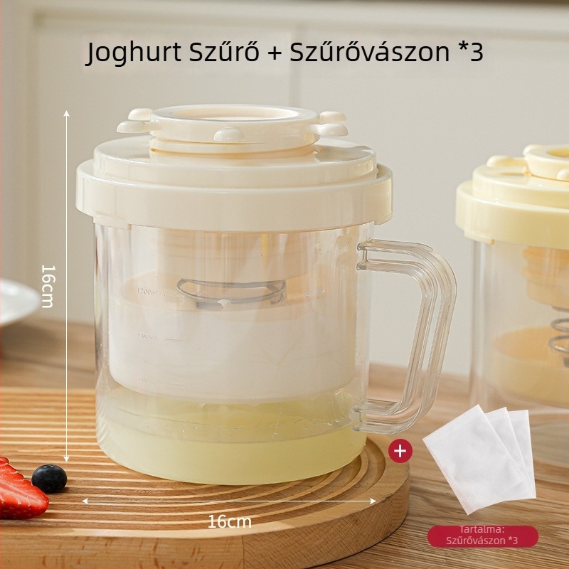Családi joghurt szűrő rugós savóelválasztóval, nagy kapacitású, házi görög joghurt és szójaital szűrésére