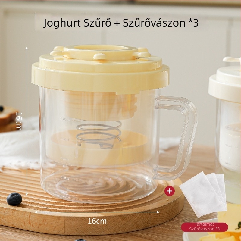 Családi joghurt szűrő rugós savóelválasztóval, nagy kapacitású, házi görög joghurt és szójaital szűrésére