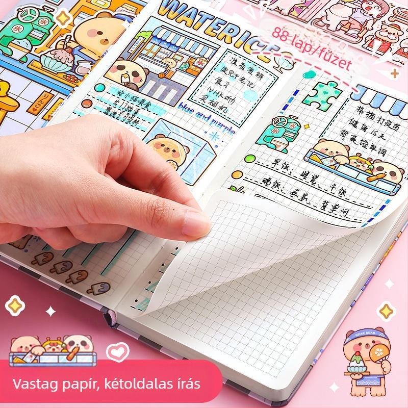 Small Mochi heti tervezőfüzet négyzetrácsos oldalakkal, aranyos stílus