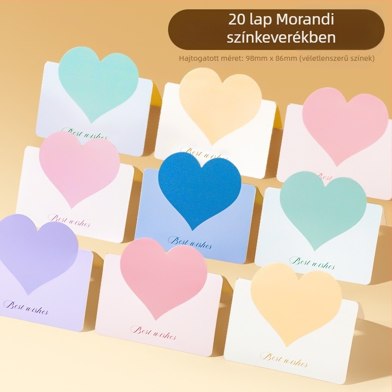 Morandi 3D szívvel készült üdvözlőlap, jókívánságokkal, összecsukható DIY kártya születésnapra és anyák napjára