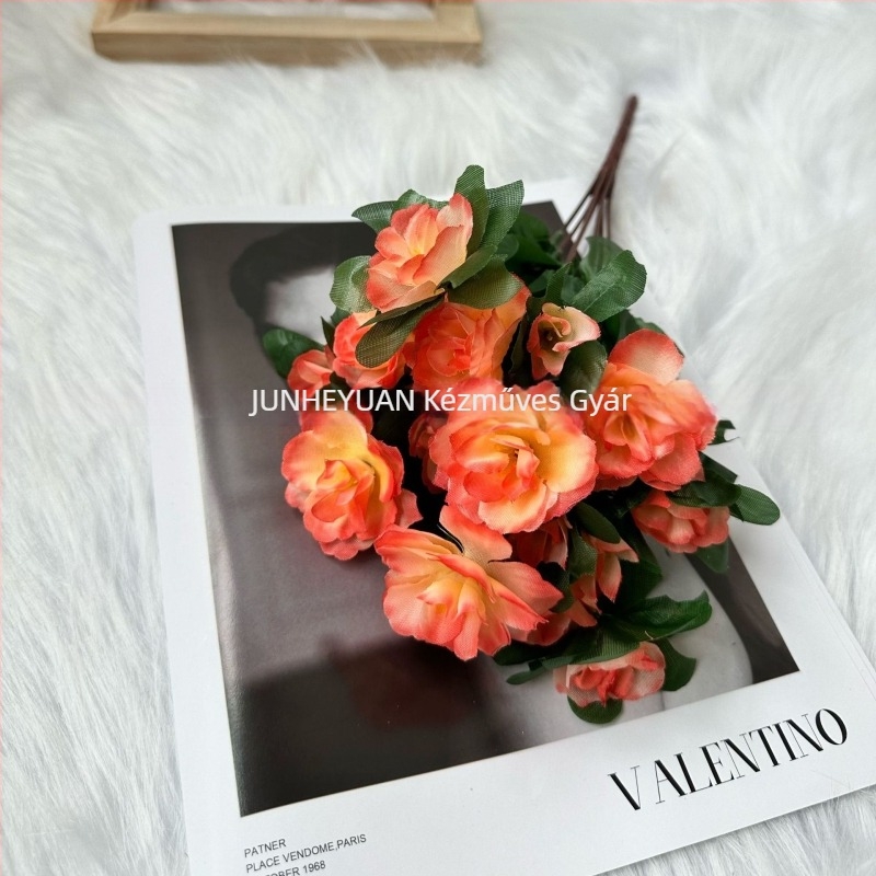 Mesterséges rhododendron, 7-ágú, kicsi méretű, selyem virág, nappaliba és kültéri dekorációhoz
