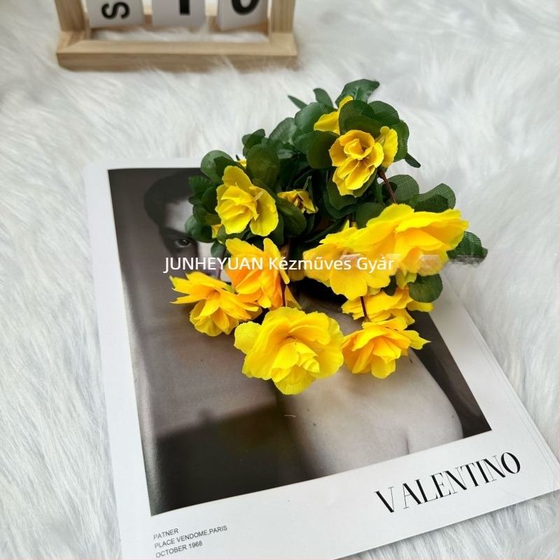 Mesterséges rhododendron, 7-ágú, kicsi méretű, selyem virág, nappaliba és kültéri dekorációhoz