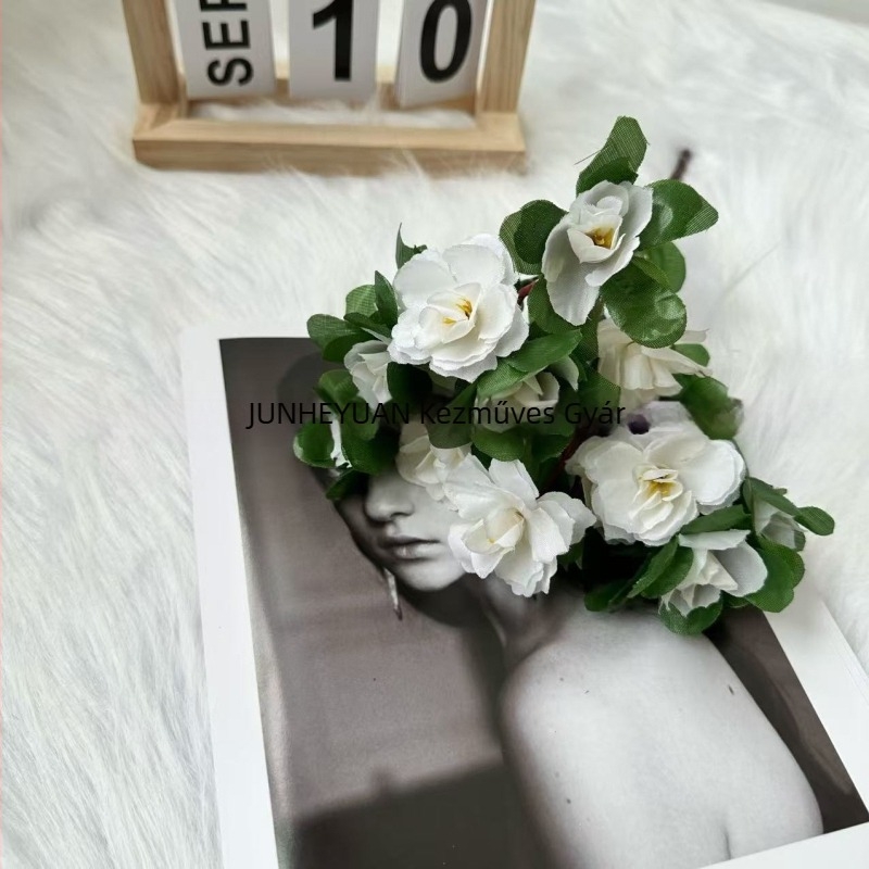 Mesterséges rhododendron, 7-ágú, kicsi méretű, selyem virág, nappaliba és kültéri dekorációhoz