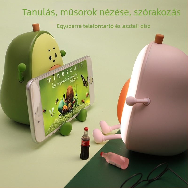 Avokádó alakú USB-töltéses éjszakai fény, éjjeli lámpa a hálószobában, szemvédő a bébi etetéséhez és a gyerekek alváshoz