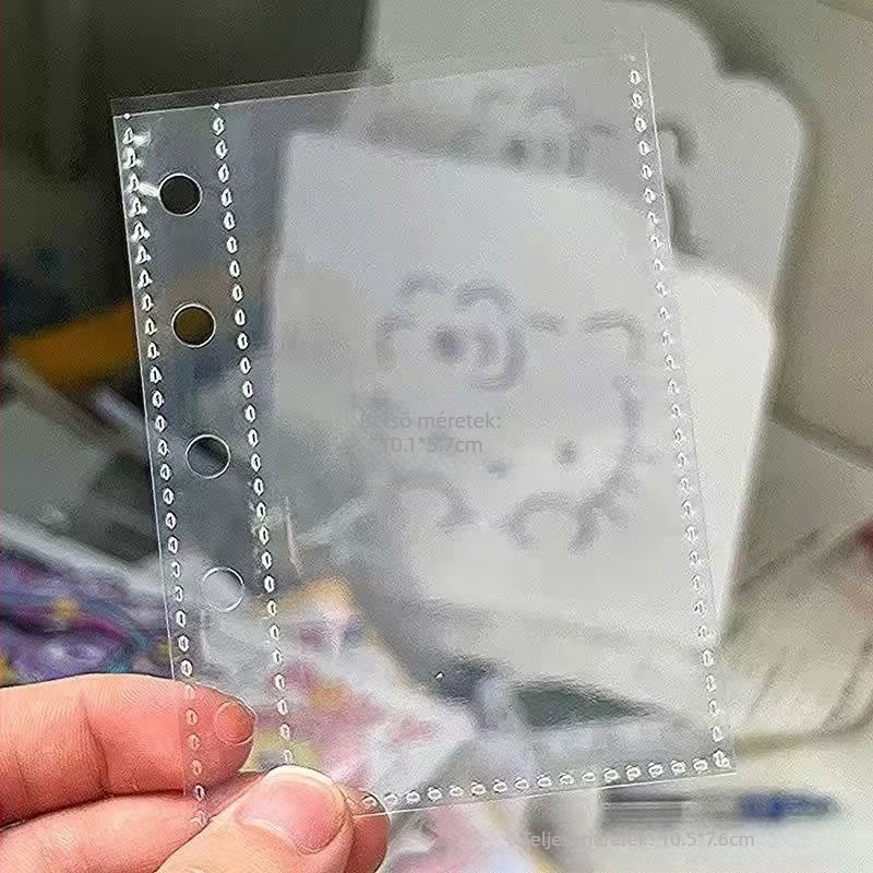 Átlátszó A7-es jegyzetfüzet pöttyös mintával és snap záródással, hordozható diák notesz Instagram-stílusban