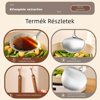 304 rozsdamentes acélból készült gomba alakú spatula integrált fejjel, tömör fa nyéllel, hőálló konyhai spatula vastag körkörös fej