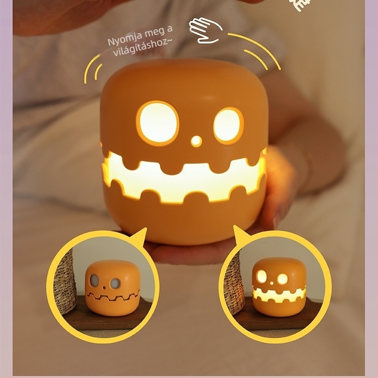 Tök alakú USB-töltő éjjeli lámpa, lágy fény Halloweenhez