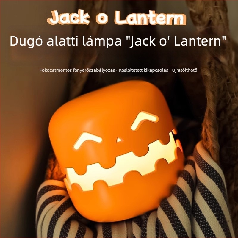 Tök alakú USB-töltő éjjeli lámpa, lágy fény Halloweenhez
