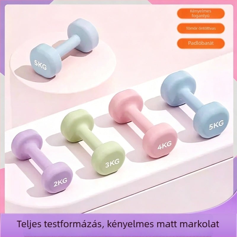 Műanyag bevonatú gömbfejű súlyzók, tömör öntöttvasból, otthoni edzéshez, 1–5 kg