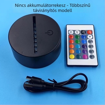 3D homokfestmény éjjeli lámpa alap – színes LED, USB táplálás, érintéses és távirányítós, akril lámpa