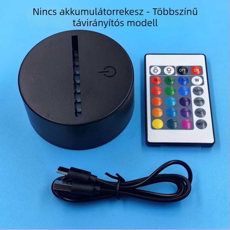 3D homokfestmény éjjeli lámpa alap – színes LED, USB táplálás, érintéses és távirányítós, akril lámpa