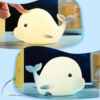 Silikon éjszakai lámpa érintésérzékelővel, multicolor LED-delfin hangulatvilágítás USB újratölthető