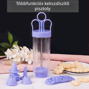 Krémpisztolyos dekoráló készlet – kekszformákkal és tortadíszítő csövekkel