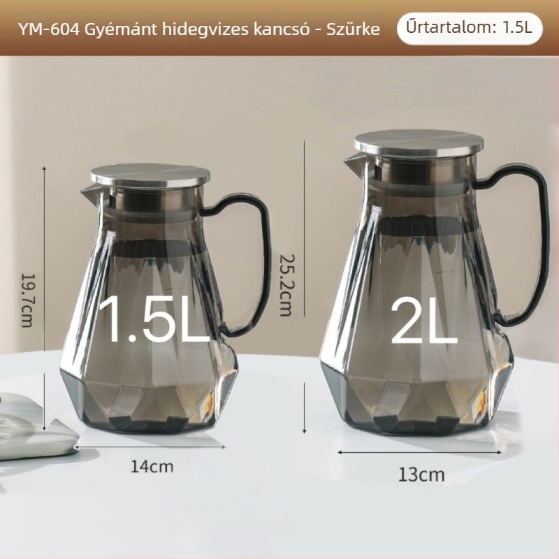 Ütésálló hidegvíz-palack PC- és akril anyagból, nagy kapacitású, otthoni és éttermi használatra; gyümölcslé, italok és virágteához.