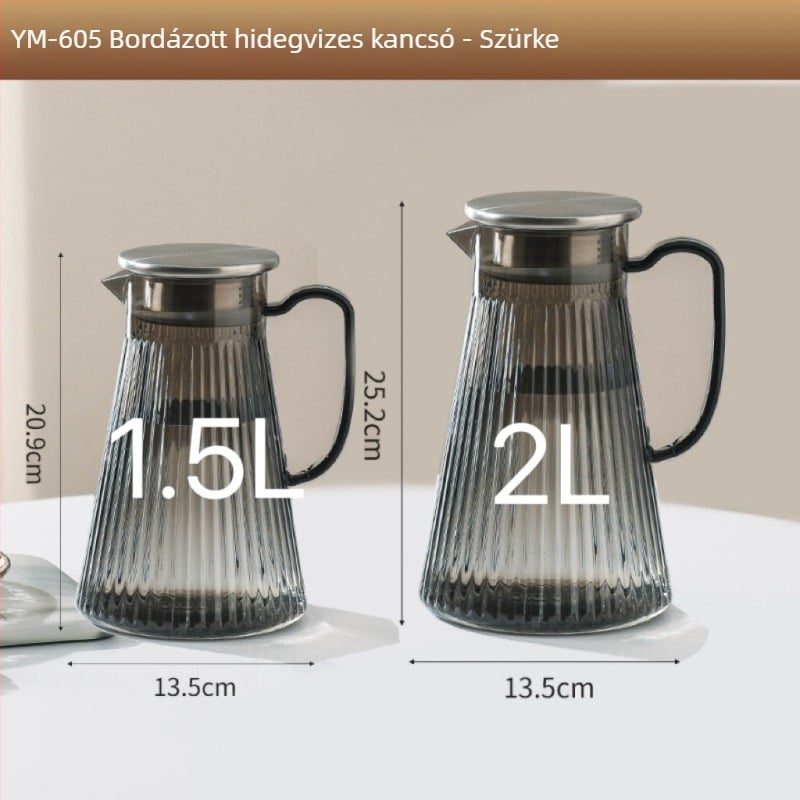 Ütésálló hidegvíz-palack PC- és akril anyagból, nagy kapacitású, otthoni és éttermi használatra; gyümölcslé, italok és virágteához.