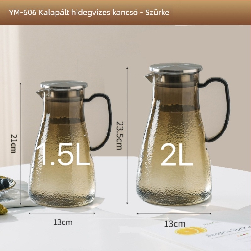 Ütésálló hidegvíz-palack PC- és akril anyagból, nagy kapacitású, otthoni és éttermi használatra; gyümölcslé, italok és virágteához.