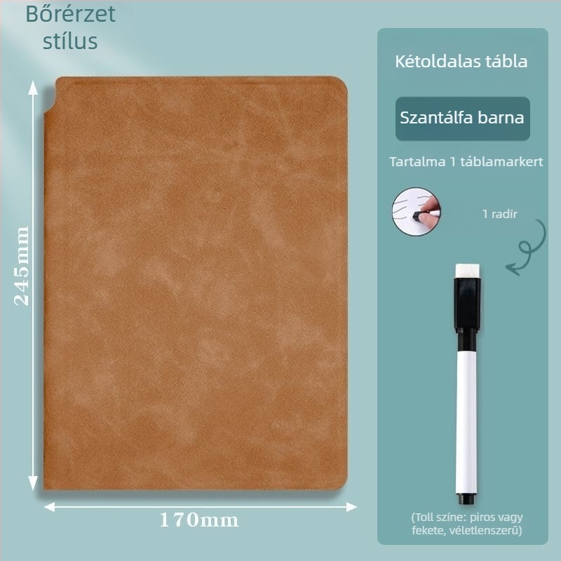 Hordozható fehér tábla jegyzetfüzet – törölhető felülettel, asztali használatra, A5/A4