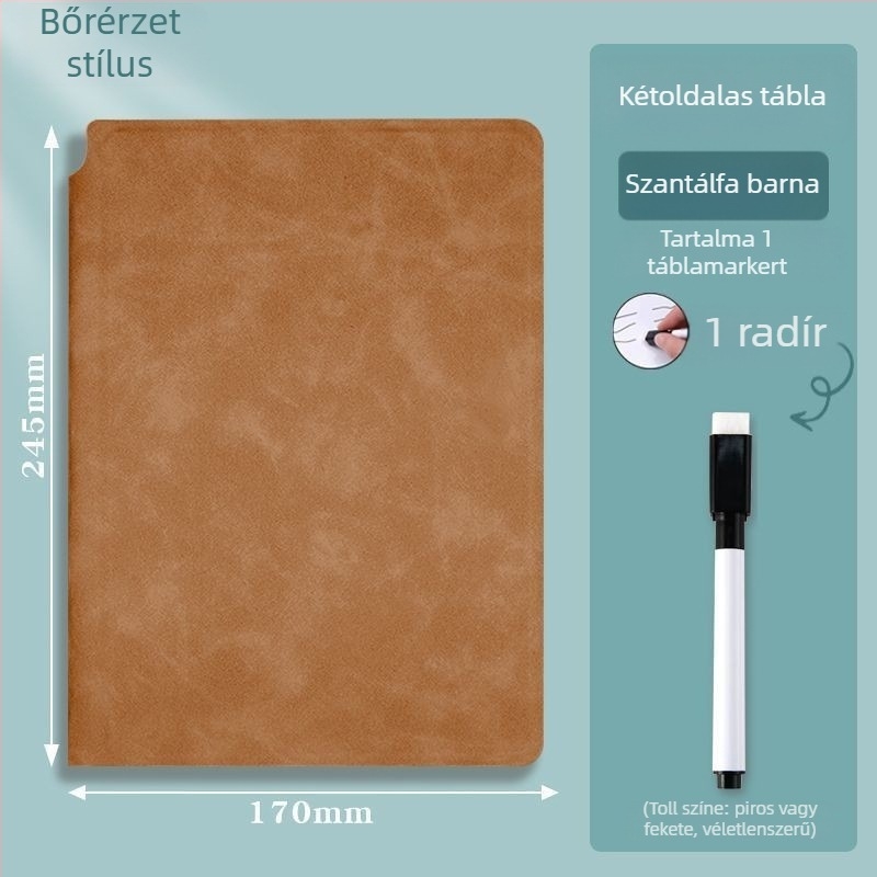 Hordozható fehér tábla jegyzetfüzet – törölhető felülettel, asztali használatra, A5/A4