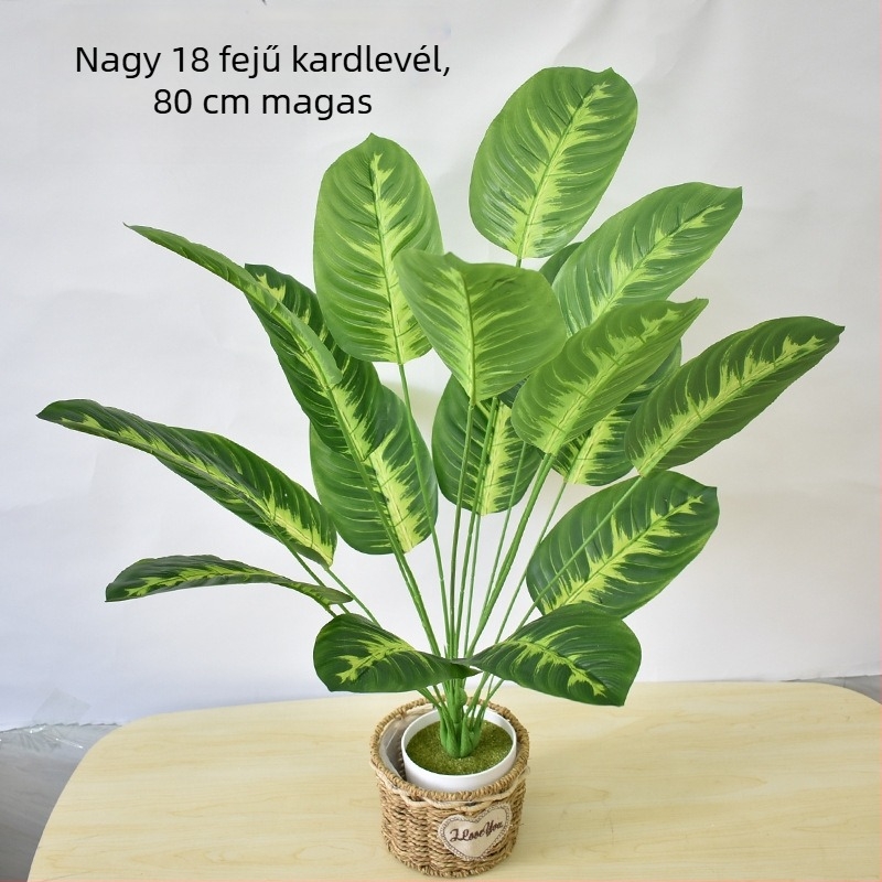 Művirág Bird of Paradise csokor, zöld növények kerthez, erkélyre és nappali dekorációhoz