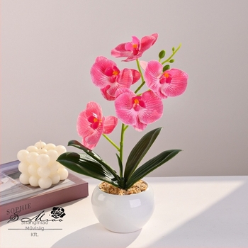 Phalaenopsis művirág bonsai, 35 cm, élethű dekoratív növény