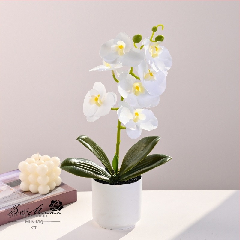 Phalaenopsis művirág bonsai, 35 cm, élethű dekoratív növény