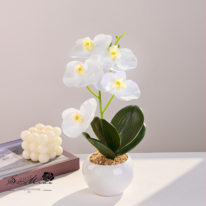 Phalaenopsis művirág bonsai, 35 cm, élethű dekoratív növény