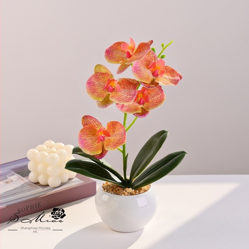 Phalaenopsis művirág bonsai, 35 cm, élethű dekoratív növény