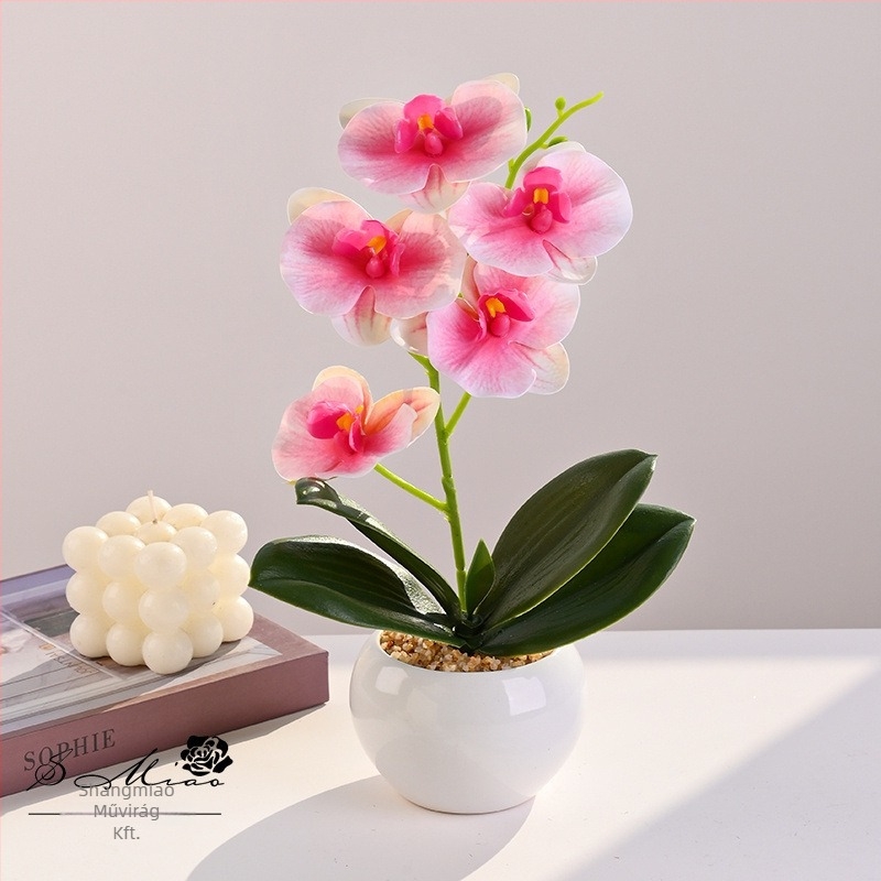 Phalaenopsis művirág bonsai, 35 cm, élethű dekoratív növény