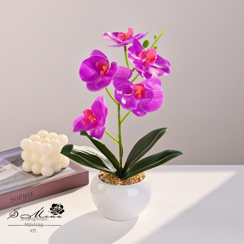 Phalaenopsis művirág bonsai, 35 cm, élethű dekoratív növény