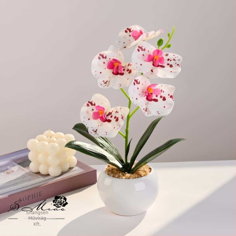 Phalaenopsis művirág bonsai, 35 cm, élethű dekoratív növény