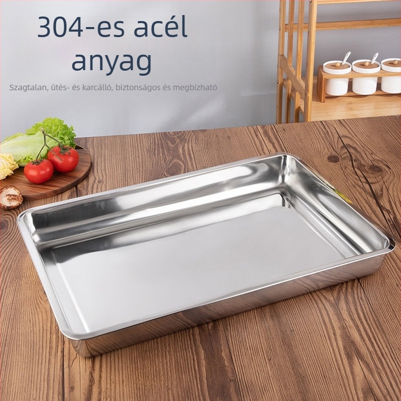 304 rozsdamentes acél gőzölő tálca, téglalap alakú, perforált, 60×40 cm, rizs gőzölésére