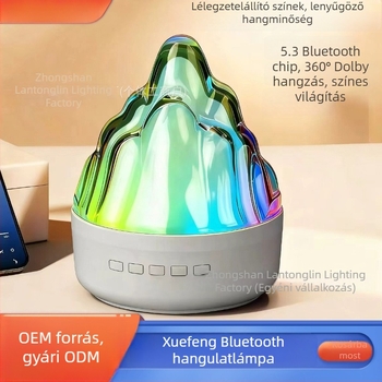 Színes LED újratölthető hangulatvilágítás Bluetooth hangszóróval – éjjeli lámpa jéghegy alakban
